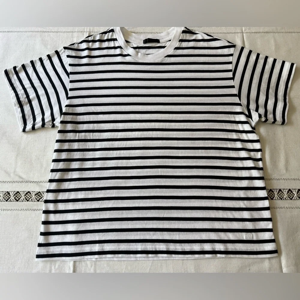 ATM Anthony Thomas Melillo Black and White Striped Tee classic‎ jersey S - Picture 5 of 13